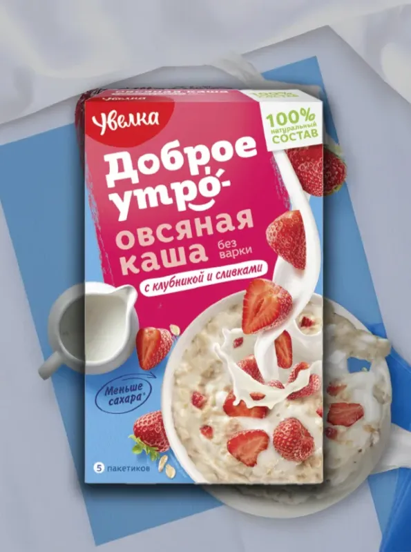 "УВЕЛКА" Овсяная каша с клубникой и сливками 200г
