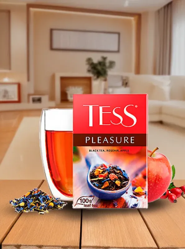 TESS atirgul va olma bilan PLEASURE qora choyi 100g