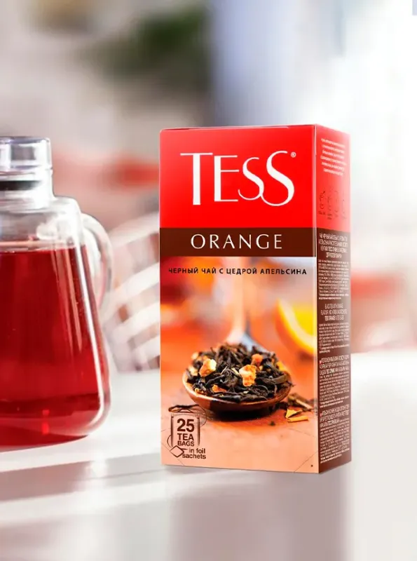 TESS APELSIN qora choyi apelsin po'sti bilan, 25 dona