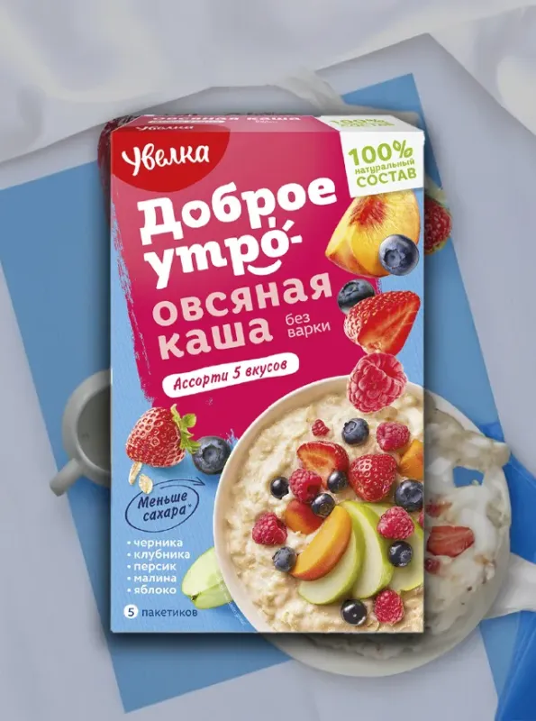"УВЕЛКА" Овсяная каша Ассорти 5 вкусов 200г