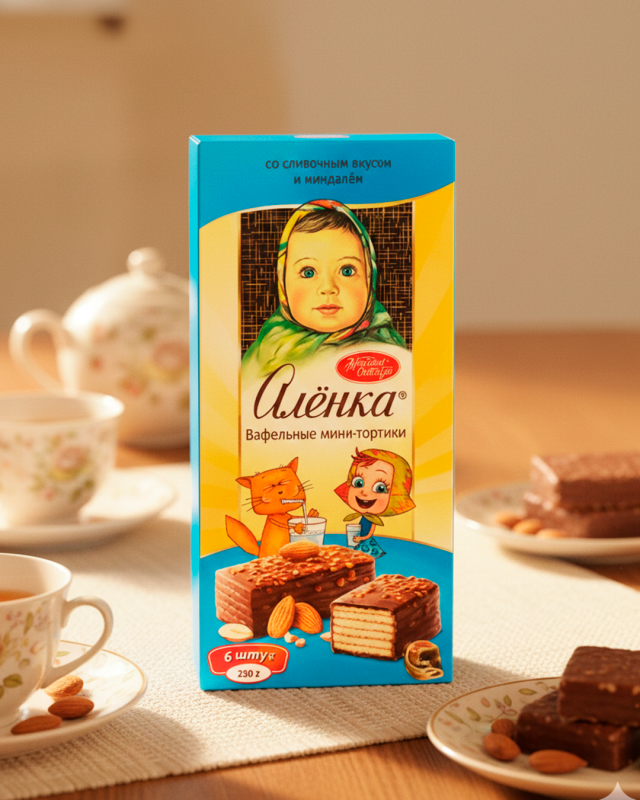 "АЛЁНКА" Вафельные мини-тортики со сливочным вкусом и миндалем 220г
