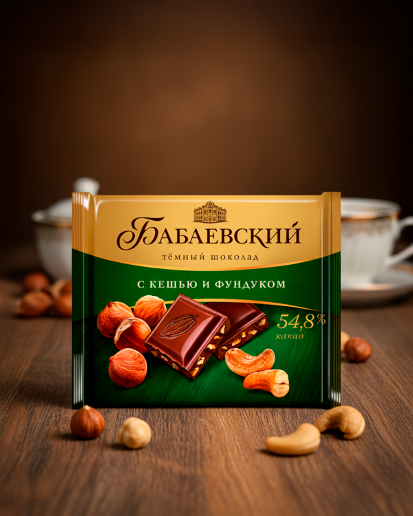 "БАБАЕВСКИЙ" Шоколад тёмный с кешью и фундуком 70г