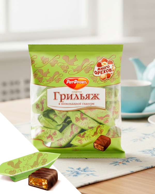 "РОТ ФРОНТ" Грильяж в шоколадной глазури 200г