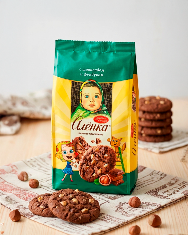 ALENKA ПЕЧЕНЬЕ ШОКОЛАДНОЕ С ФУНДУКОМ 170гр